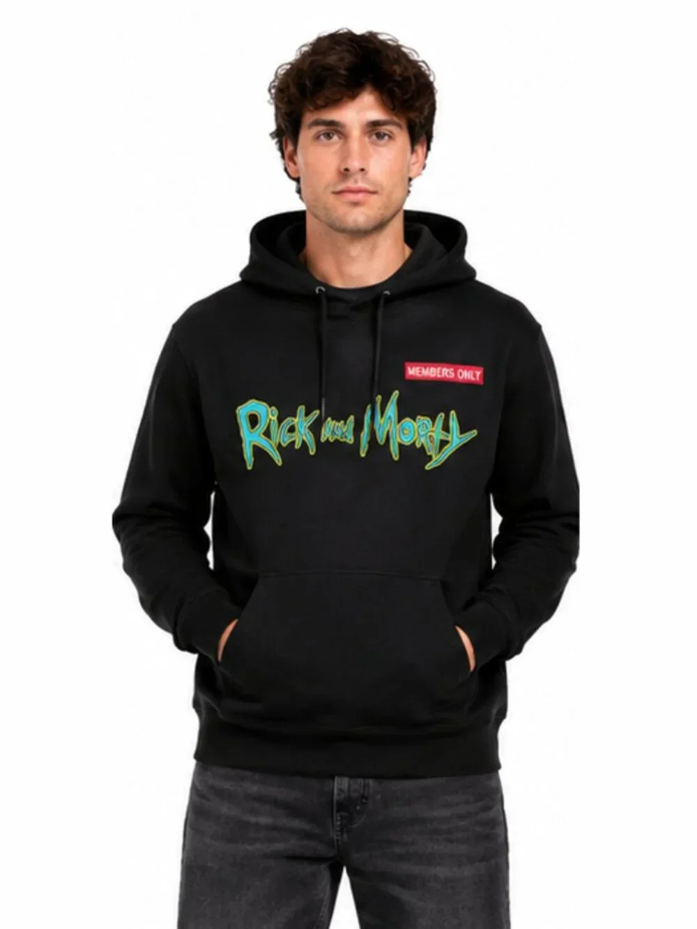 NWT Members Only Rick and Morty Men's Large Sweatshirt Pullover Hoodie W/Pocket
